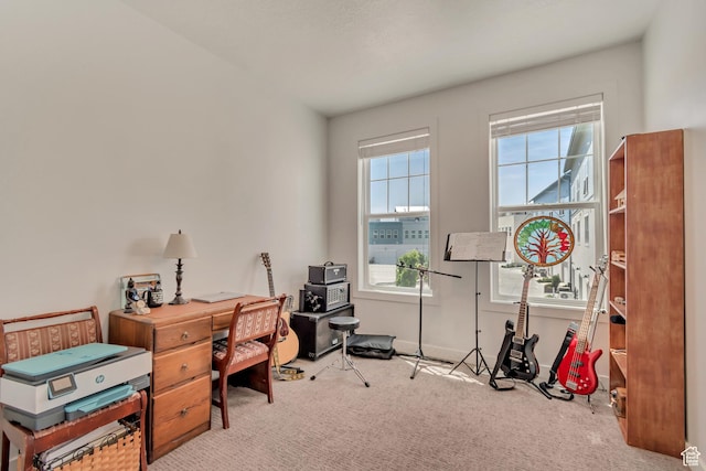 view of carpeted office space