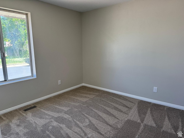 carpeted spare room featuring healthy amount of natural light and baseboards