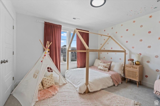 13741 S 3870 W, Riverton, UT 84065 - bedroom with carpet, wallpapered walls, and baseboards
