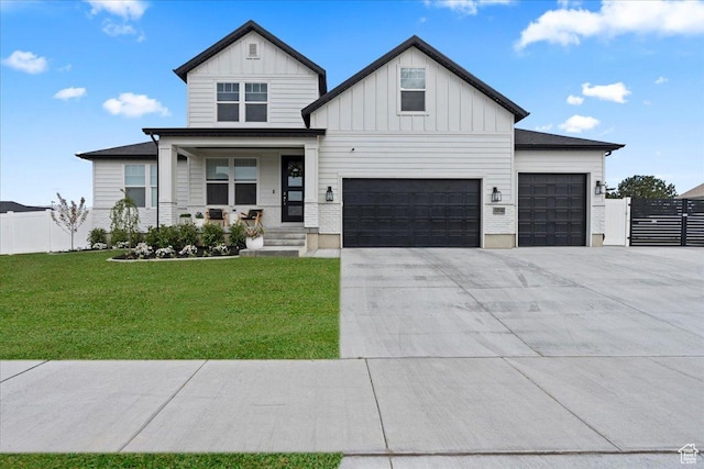 13741 S 3870 W, Riverton, UT 84065 - modern farmhouse featuring board and batten siding, concrete driveway, covered porch, and a garage