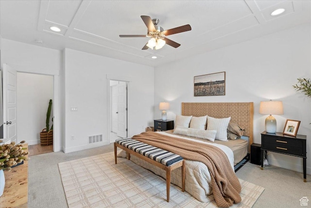 13741 S 3870 W, Riverton, UT 84065 - bedroom with recessed lighting, ceiling fan, baseboards, and light colored carpet