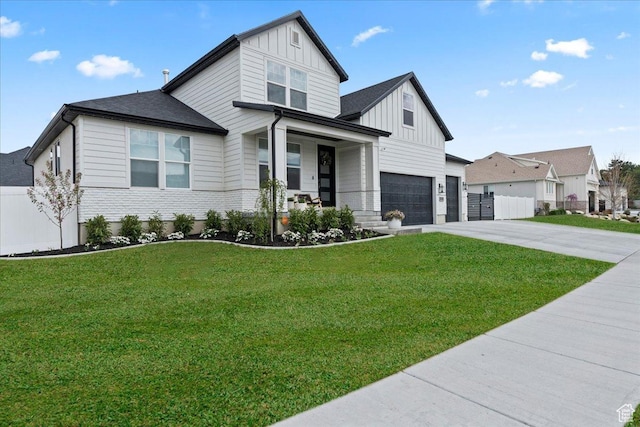 13741 S 3870 W, Riverton, UT 84065 - modern inspired farmhouse with board and batten siding, concrete driveway, covered porch, and an attached garage
