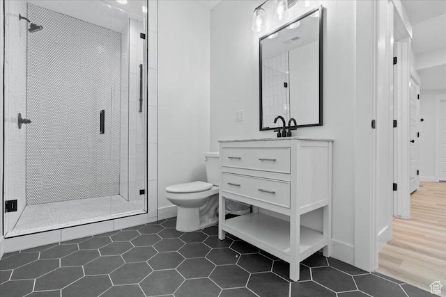 13741 S 3870 W, Riverton, UT 84065 - full bath with a stall shower, vanity, toilet, and tile patterned flooring