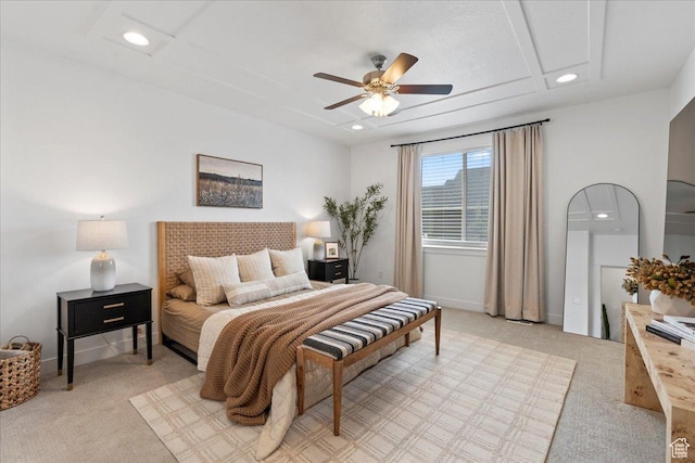 13741 S 3870 W, Riverton, UT 84065 - bedroom with light colored carpet, recessed lighting, a ceiling fan, and baseboards