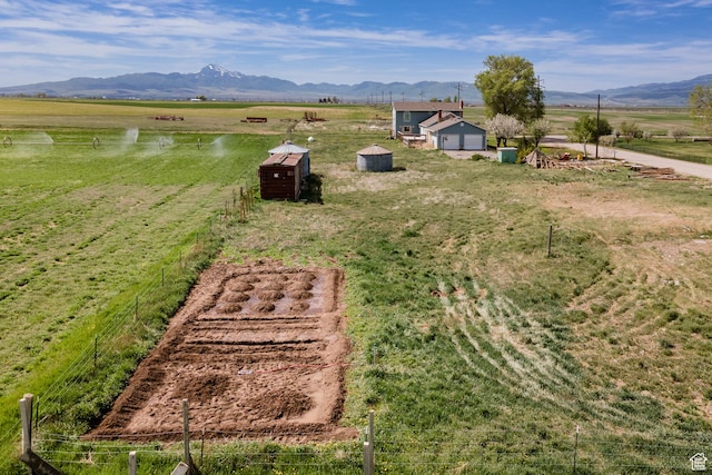 view of rural area featuring a mountain backdrop