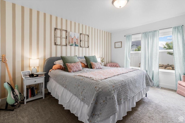 40 E 920 N, Santaquin, UT 84655 - carpeted bedroom featuring wallpapered walls and baseboards