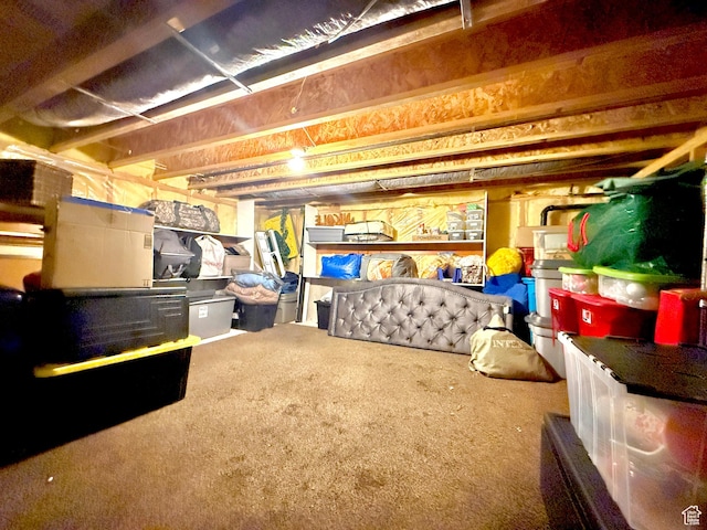 980 Woodstock Dr, North Salt Lake, UT 84054 - unfinished below grade area with carpet flooring