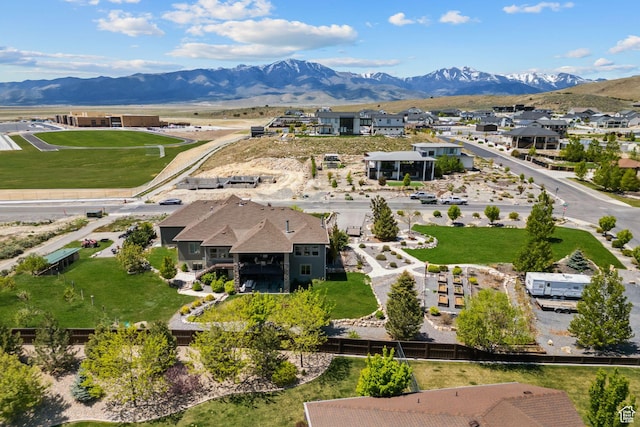 9288 N Harmony Way, Eagle Mountain, UT 84005 - aerial perspective of suburban area featuring a mountainous background