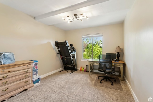 9288 N Harmony Way, Eagle Mountain, UT 84005 - carpeted office with baseboards and a chandelier