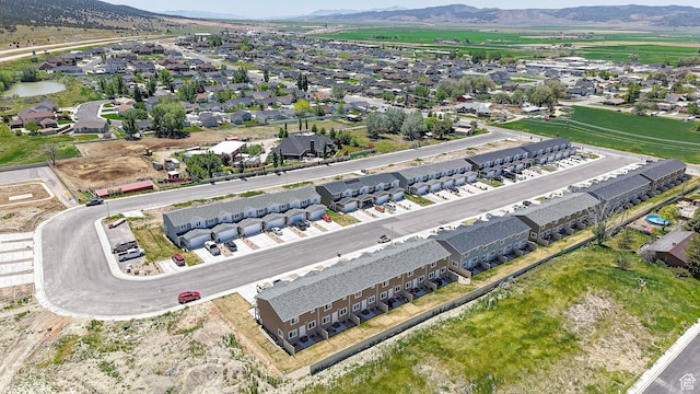 aerial perspective of suburban area featuring mountains
