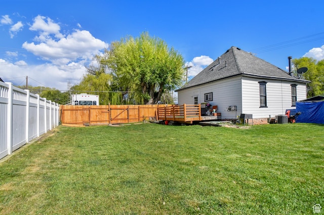 view of yard with a deck