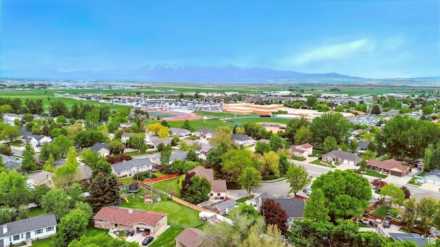 aerial perspective of suburban area with mountains