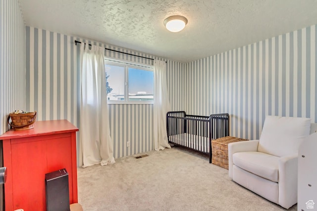 1145 S 350 W, Orem, UT 84058 - carpeted bedroom featuring wallpapered walls and a textured ceiling