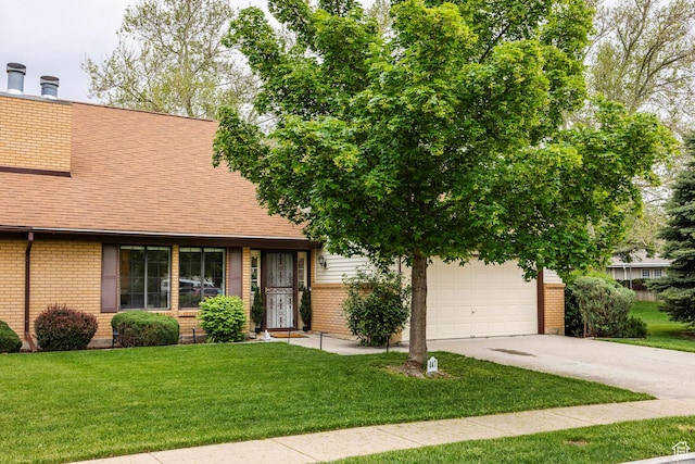 447 W 1175 N, Centerville, UT 84014 - view of front of property with brick siding, roof with shingles, a front yard, and concrete driveway