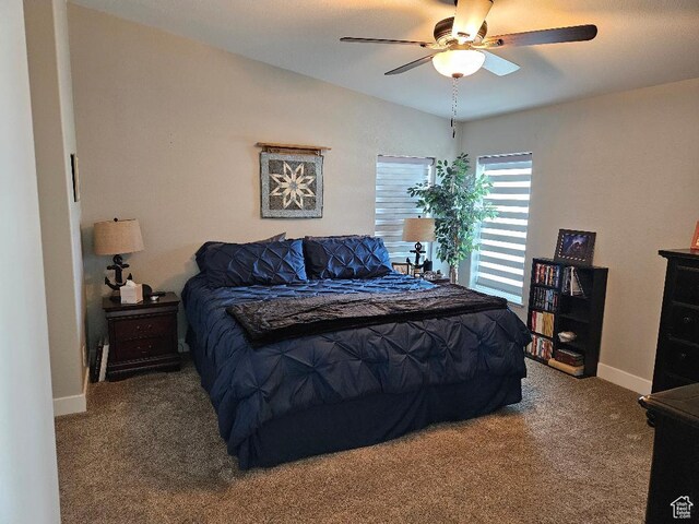 550 S Stump Hollow Rd, Garden City, UT 84028 - bedroom featuring carpet, baseboards, and a ceiling fan