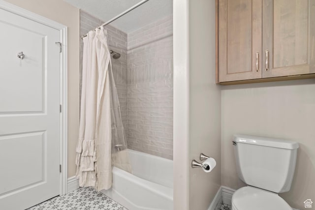 1971 Summerwood Dr, Farmington, UT 84025 - bathroom featuring tile patterned floors, toilet, shower / bath combination with curtain, and baseboards