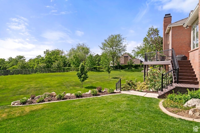 1971 Summerwood Dr, Farmington, UT 84025 - view of yard with stairs and a wooden deck
