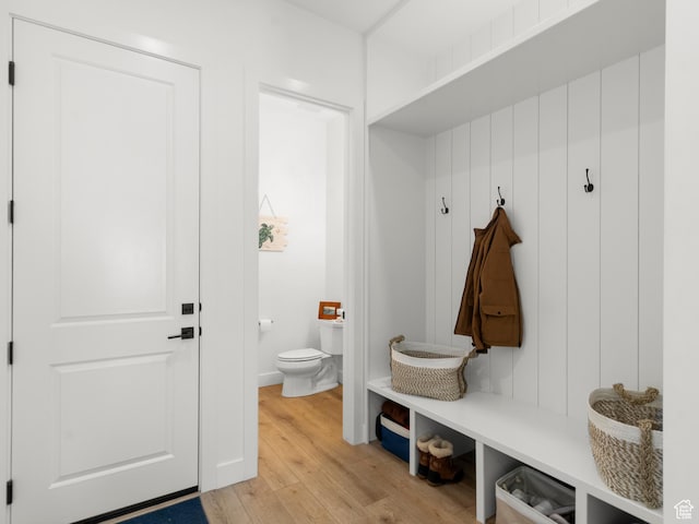 mudroom with light wood-type flooring
