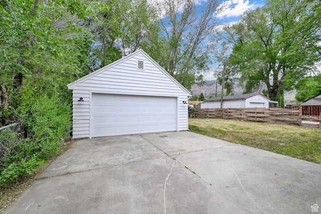 view of detached garage