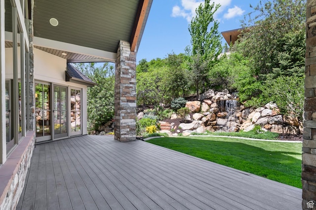 81 E Lone Hollow Dr S, Sandy, UT 84092 - wooden deck featuring a yard