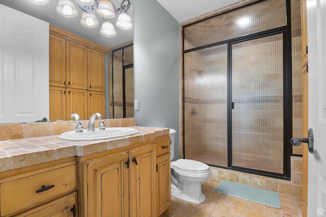 81 E Lone Hollow Dr S, Sandy, UT 84092 - bathroom with a shower stall, vanity, and toilet