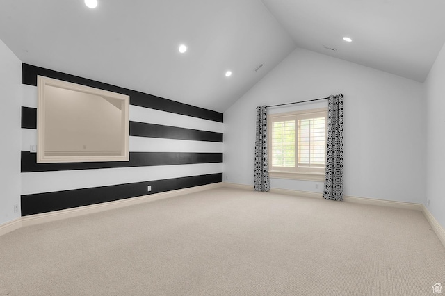 81 E Lone Hollow Dr S, Sandy, UT 84092 - carpeted empty room with lofted ceiling, recessed lighting, and baseboards