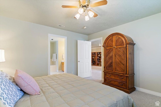 269 River Cove Dr, Morgan, UT 84050 - bedroom with carpet flooring, baseboards, a textured ceiling, ceiling fan, and ensuite bath