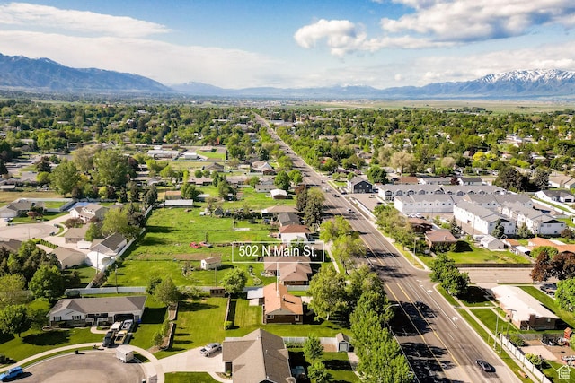 aerial perspective of suburban area with mountains