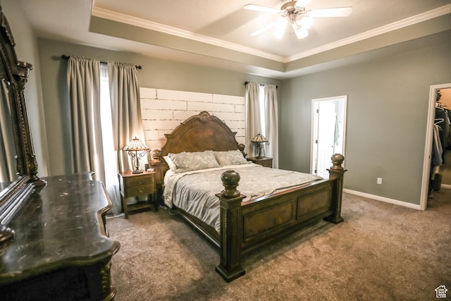 2817 S 1415 W, Syracuse, UT 84075 - bedroom with ornamental molding, carpet flooring, a raised ceiling, a walk in closet, and baseboards