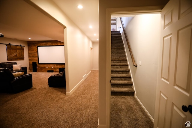 2817 S 1415 W, Syracuse, UT 84075 - carpeted cinema with recessed lighting, a barn door, and baseboards