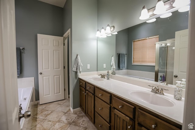 2817 S 1415 W, Syracuse, UT 84075 - full bath featuring double vanity, a bath, a shower stall, and tile patterned floors