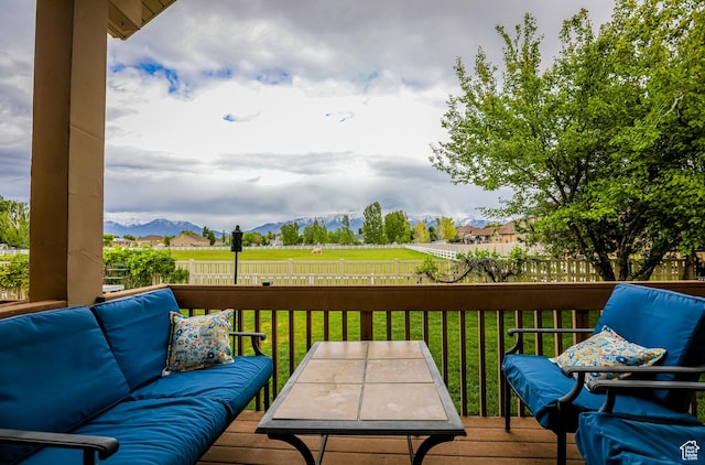 2817 S 1415 W, Syracuse, UT 84075 - wooden deck featuring a mountain view and outdoor lounge area