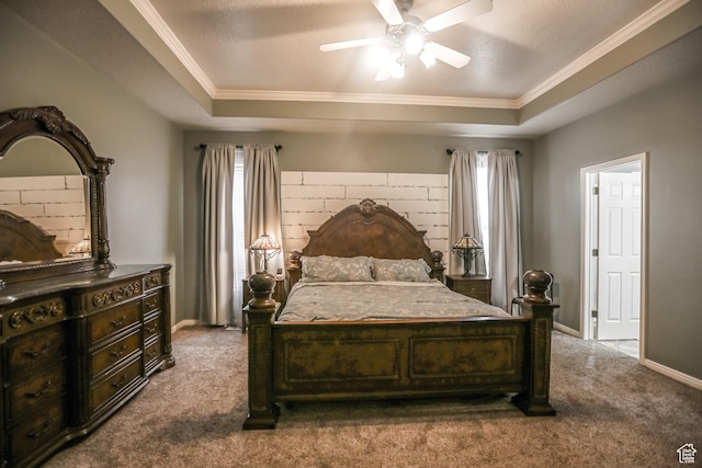 2817 S 1415 W, Syracuse, UT 84075 - bedroom featuring a raised ceiling, multiple windows, crown molding, and dark carpet