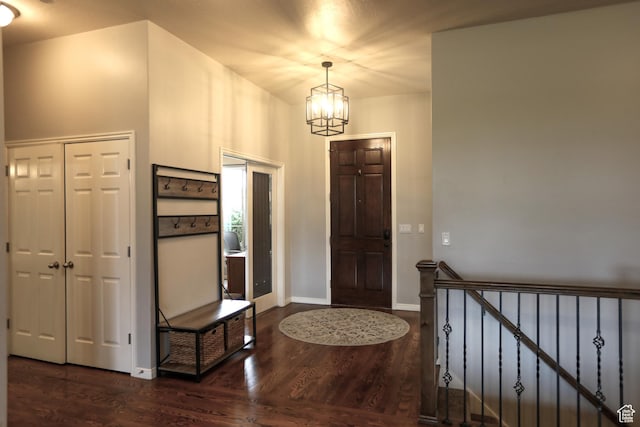 2817 S 1415 W, Syracuse, UT 84075 - foyer with a chandelier, wood finished floors, and baseboards