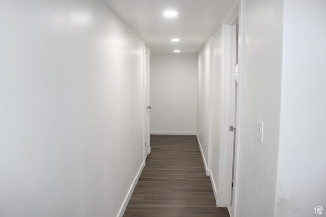2994 S Tangent Peak Rd, Magna, UT 84044 - hallway with baseboards, recessed lighting, and dark wood-style floors