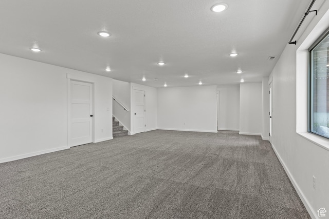1885 N 2000 E, North Logan, UT 84341 - below grade area with recessed lighting, stairs, carpet flooring, and baseboards