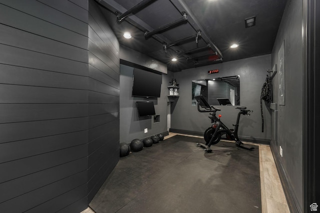 5982 N Rollins Ranch Rd W, Mountain Green, UT 84050 - workout room with baseboards and a garage
