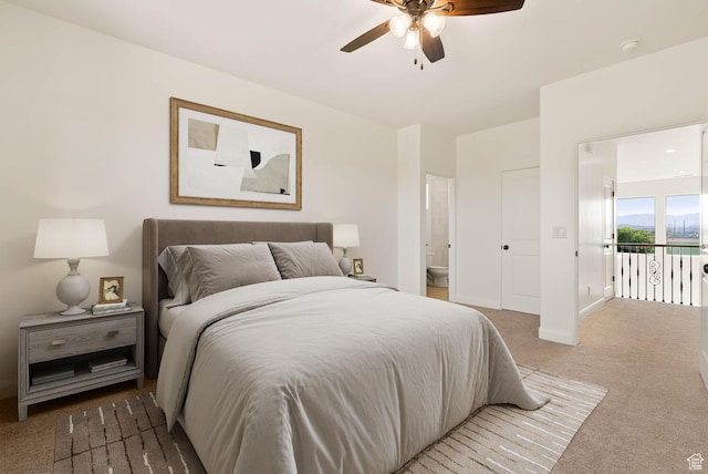 3134 S 355 W, Washington, UT 84780 - carpeted bedroom with ensuite bath, baseboards, and a ceiling fan