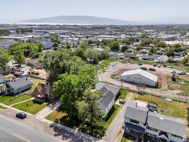 aerial perspective of suburban area with mountains