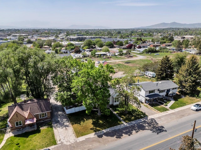 aerial perspective of suburban area featuring mountains