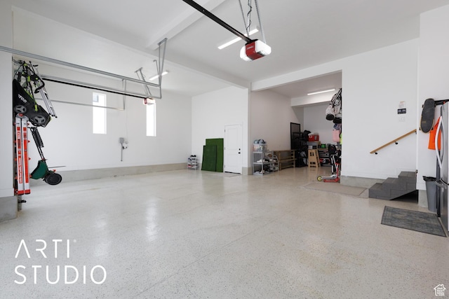 garage with a garage door opener