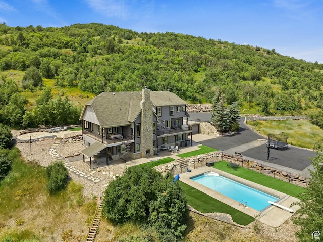 2333 S Falcon Way, Huntsville, UT 84317 - view from above of property featuring a forest and a pool