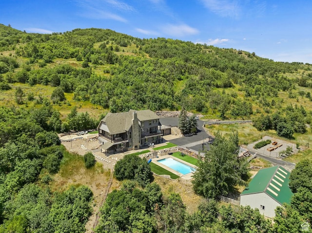 2333 S Falcon Way, Huntsville, UT 84317 - aerial view of property and surrounding area featuring a forest and a pool area