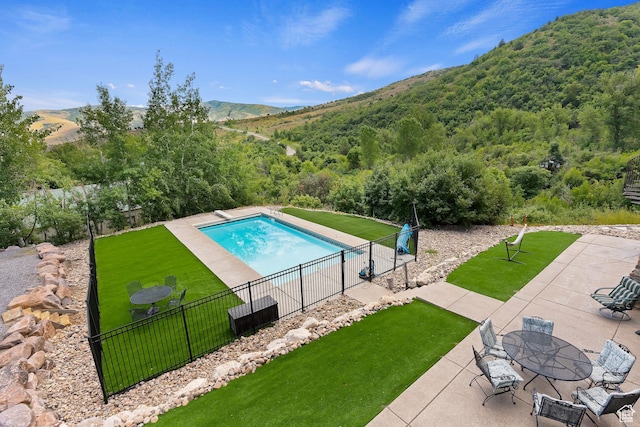 2333 S Falcon Way, Huntsville, UT 84317 - view of swimming pool featuring a mountain view, a forest view, and a patio area