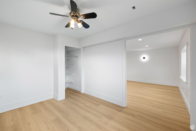 2859 W Country Classic Dr, Bluffdale, UT 84065 - unfurnished bedroom featuring baseboards, light wood-style floors, recessed lighting, and a ceiling fan