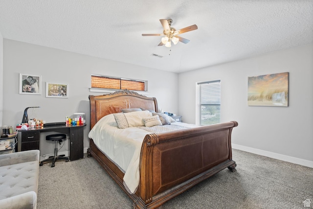2859 W Country Classic Dr, Bluffdale, UT 84065 - carpeted bedroom with a textured ceiling, a desk, ceiling fan, and baseboards