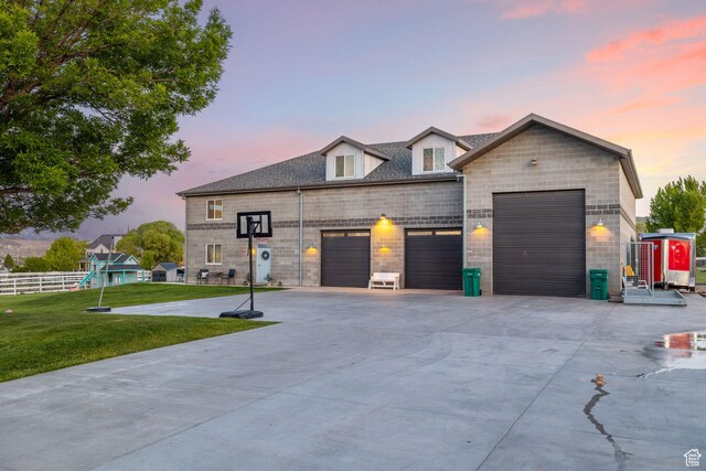 2859 W Country Classic Dr, Bluffdale, UT 84065 - view of front facade with an attached garage, concrete driveway, and stone siding