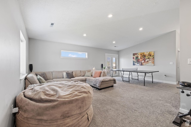 2859 W Country Classic Dr, Bluffdale, UT 84065 - living area featuring carpet flooring, recessed lighting, and baseboards