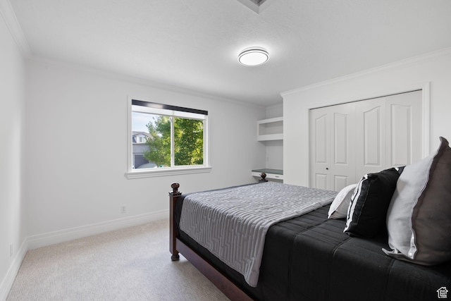 2859 W Country Classic Dr, Bluffdale, UT 84065 - carpeted bedroom featuring ornamental molding, a closet, and baseboards