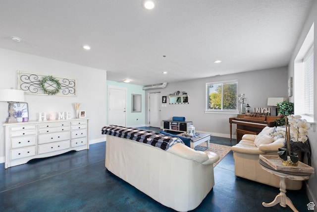 2859 W Country Classic Dr, Bluffdale, UT 84065 - living room with baseboards, concrete floors, and recessed lighting